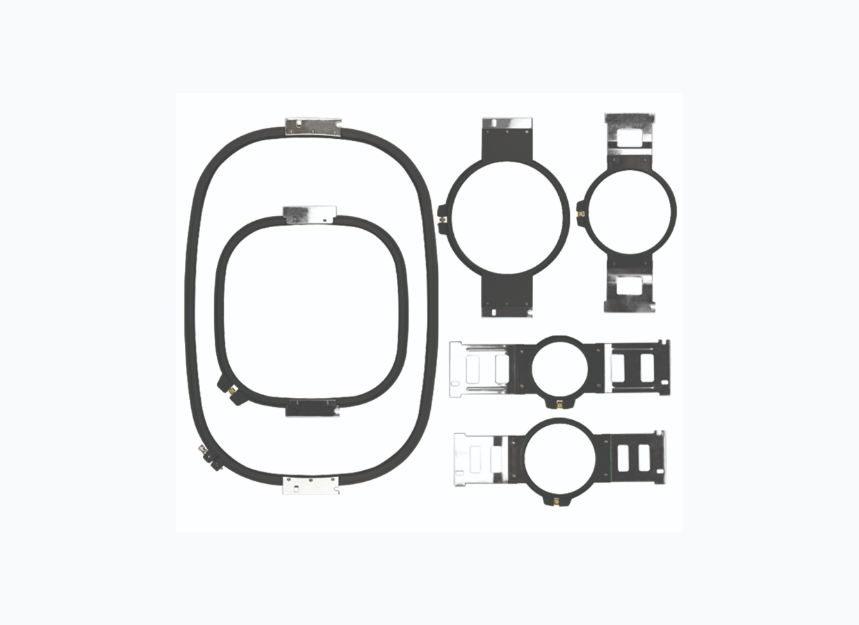 Variety of hoops in different sizes for all types of embroidery projects