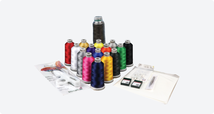 Embroidery starter kit with threads,needles, backing and more